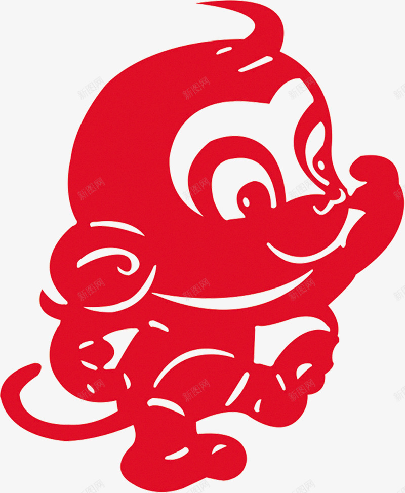 中式剪纸风卡通猴子png免抠素材_新图网 https://ixintu.com 中式 剪纸 卡通 猴子