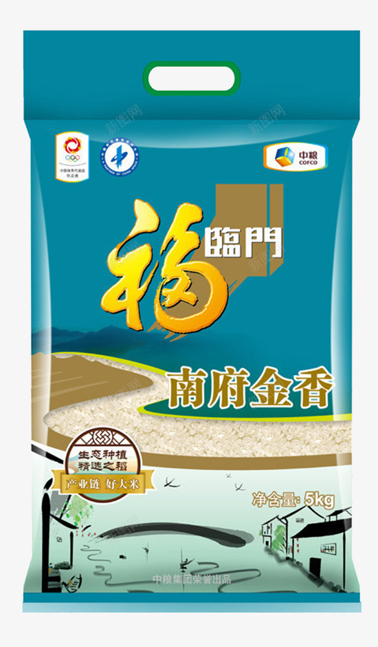 福临门南府金香png免抠素材_新图网 https://ixintu.com 包装设计 南府金香 福临门 米袋子 袋子 装大米