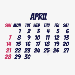 黑红色2019年4月日历矢量图素材