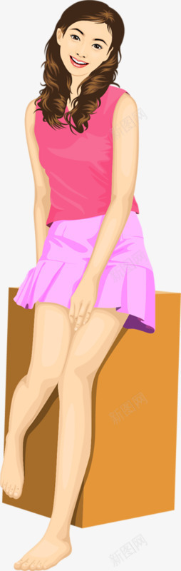 微笑的女孩png免抠素材_新图网 https://ixintu.com 卡通 坐着 坐着的女人 坐着的小朋友 女孩 微笑 手绘