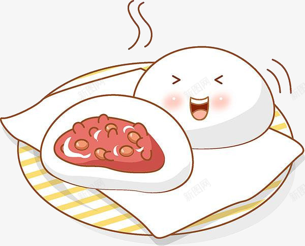 卡通豆沙包png免抠素材_新图网 https://ixintu.com PNG图形 PNG装饰 卡通 盘子 装饰 豆沙包 食物