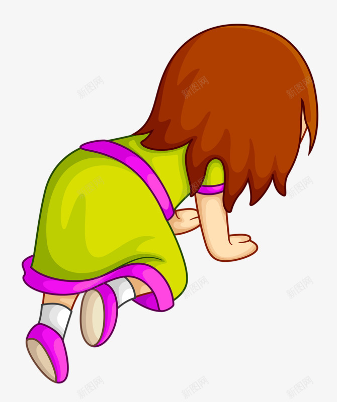 找东西的女孩png免抠素材_新图网 https://ixintu.com 卡通 女孩 手绘 找东西