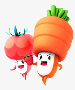 唯美卡通蔬菜小人胡萝卜西红柿png免抠素材_新图网 https://ixintu.com 卡通 唯美 小人 胡萝卜 蔬菜 西红柿