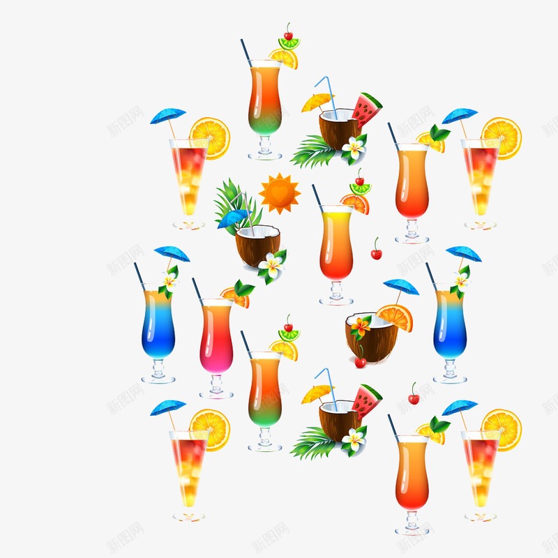 各种果汁集合psd免抠素材_新图网 https://ixintu.com 各种果汁集合素材各种果汁集合模板下载各种果汁集合饮料椰子杯子小伞餐饮美食