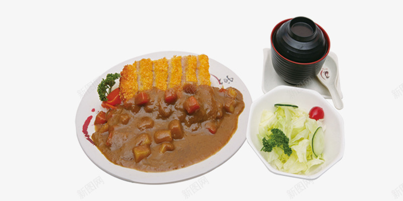 猪排咖喱饭psd免抠素材_新图网 https://ixintu.com 咖喱饭 小菜 日式咖喱饭 猪排咖喱