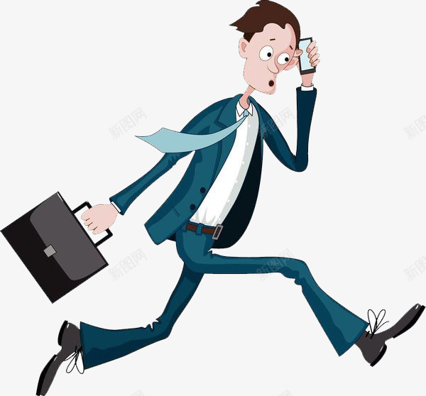 边跑边打电话的上班族png免抠素材_新图网 https://ixintu.com ps上班族 上班族 卡通 商务 奔跑 彩色 手绘 打电话 西装革履 走路打电话