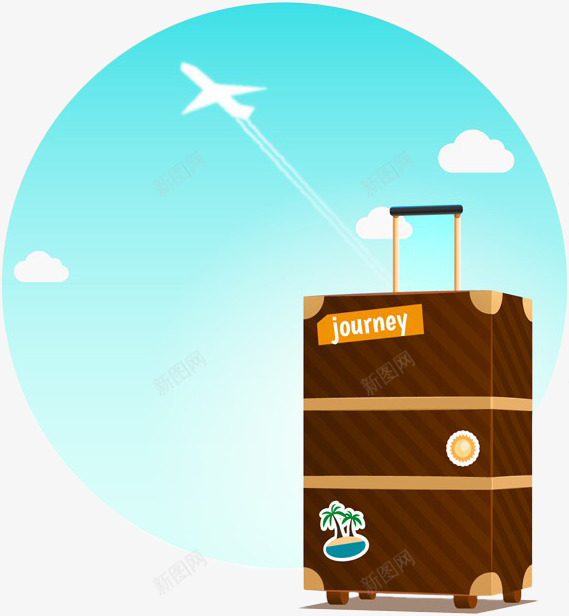 创意旅行飞机和行李箱png免抠素材_新图网 https://ixintu.com 国庆 旅游 飞机 黄金周出游