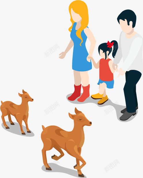 一家三口和鹿png免抠素材_新图网 https://ixintu.com 三口之家 亲爱的爸爸妈妈 手绘 爸爸妈妈和女儿 鹿