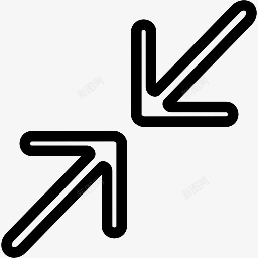 两个相反的箭头指向中心的轮廓图标png_新图网 https://ixintu.com 两 中心指出 大纲 相反 箭