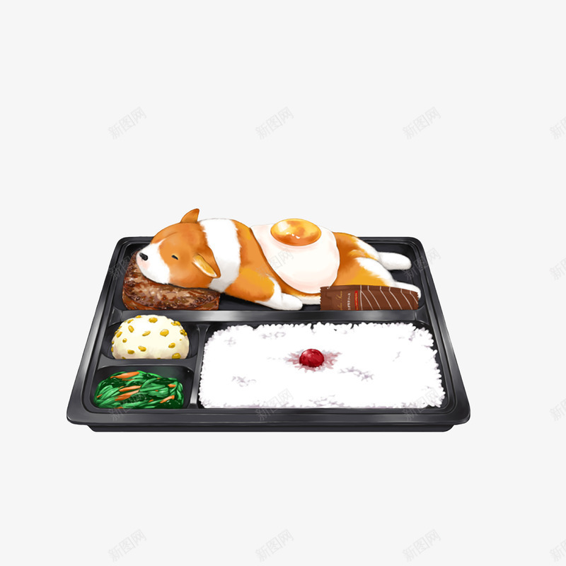 卡通盒饭png免抠素材_新图网 https://ixintu.com 卡通插画 卡通盒饭 牛肉 米饭 蔬菜 鸡蛋