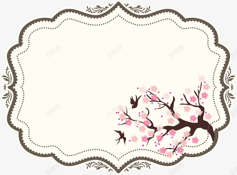简洁大气花边png免抠素材_新图网 https://ixintu.com 梅花 简洁 花纹 边框