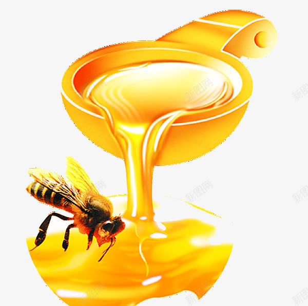 3d蜜蜂蜂蜜psd免抠素材_新图网 https://ixintu.com 3d 蜂蜜 蜜蜂 黄金色