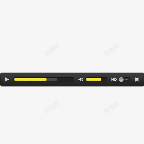 UIpng免抠素材_新图网 https://ixintu.com 视屏播放控件 黄色 黑色