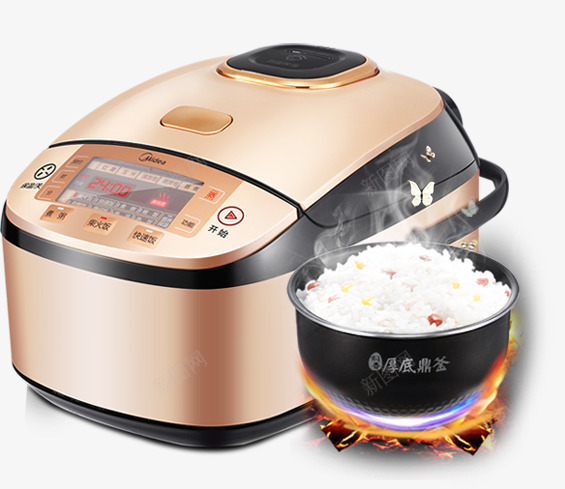 金色家用电饭煲png免抠素材_新图网 https://ixintu.com 家用 电饭煲 金色