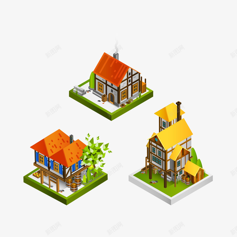 立体小房子建筑png免抠素材_新图网 https://ixintu.com 3D建筑 地产建筑 建筑设计 时尚元素 矢量建筑 立体建筑 精美立体房子