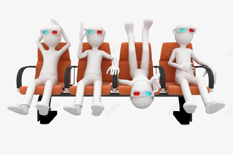 用3d眼镜看电影png免抠素材_新图网 https://ixintu.com 3D商业人物 3d眼镜 休闲娱乐 白色3D小人 看电影 科技