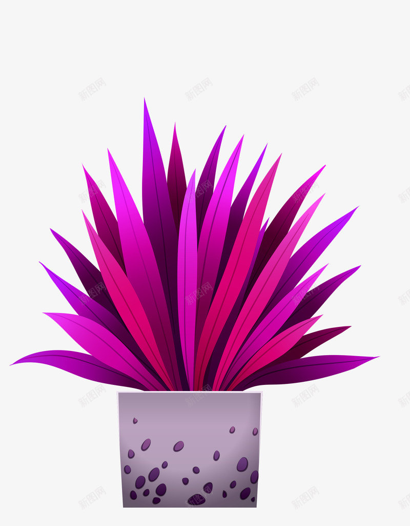 炫彩紫色盆栽植物png免抠素材_新图网 https://ixintu.com 卡通 叶子 小草 植物 炫彩紫色叶子 绿植 花盆