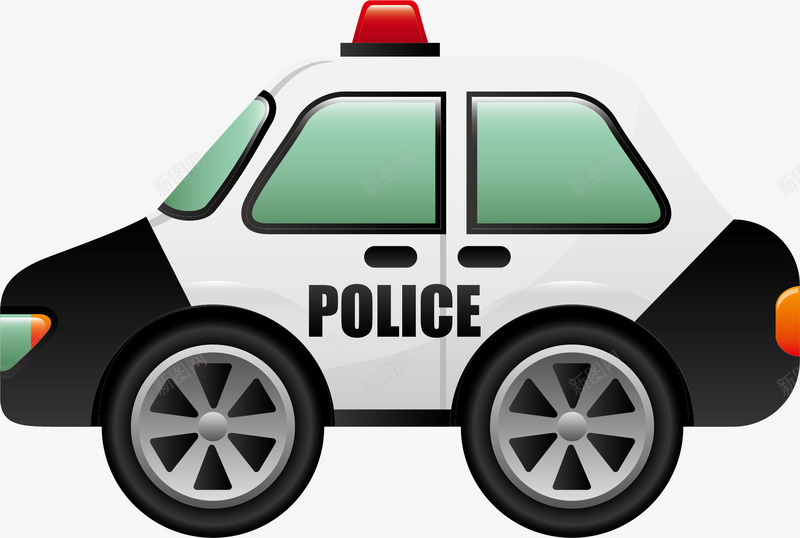 手绘白色汽车警车png免抠素材_新图网 https://ixintu.com 手绘汽车 水彩 白色汽车 简约 警车 轮胎