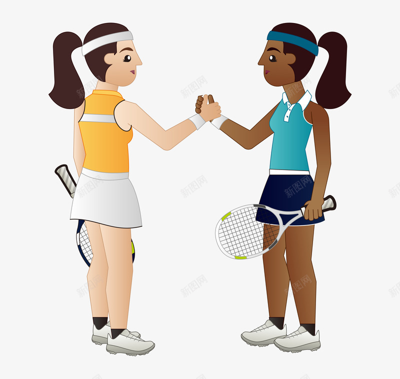手绘卡通打羽毛球人物两个女孩png免抠素材_新图网 https://ixintu.com PPT制作设计 人物介绍 动漫人物 卡通人物 卡通女人打羽毛球 海报设计 羽毛球人物 羽毛球比赛 装饰设计 运动人物