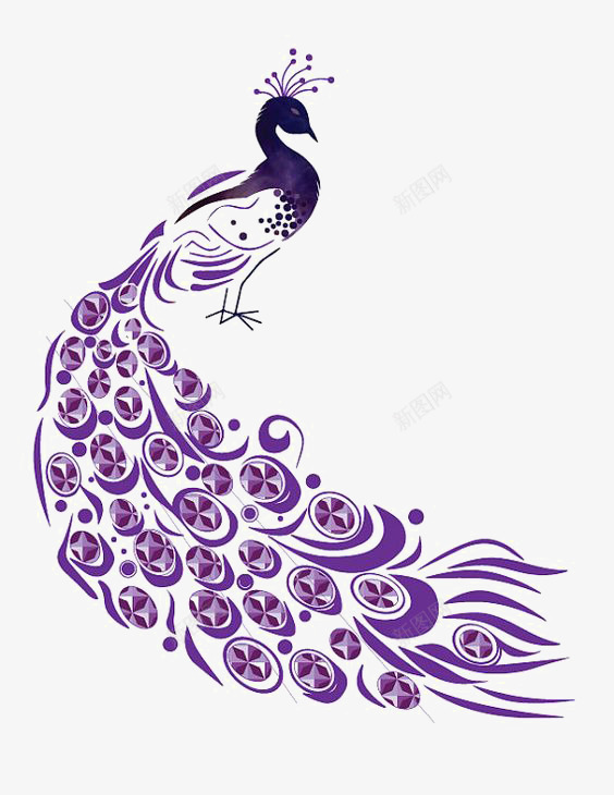 紫色孔雀png免抠素材_新图网 https://ixintu.com 动物 孔雀 孔雀剪纸 孔雀开屏 孔雀插画