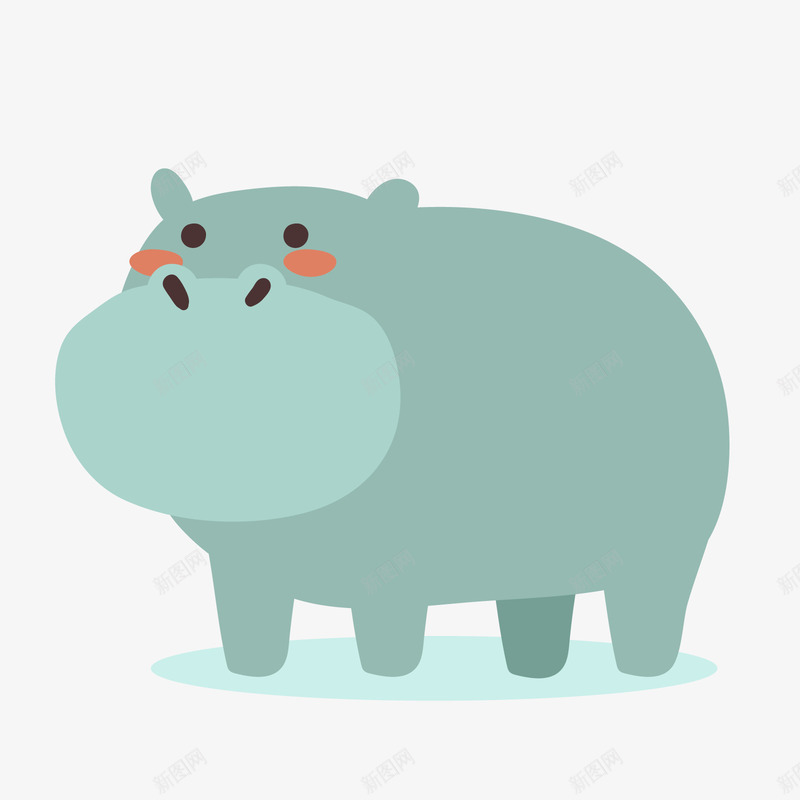 灰蓝色卡通动物河马矢量图ai免抠素材_新图网 https://ixintu.com 卡通动物 河马 灰色 灰色动物 灰蓝色河马 红色 蓝色 矢量图