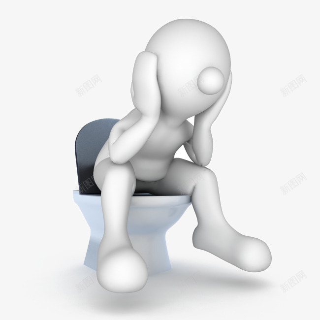 马桶上的烦恼3D小人png免抠素材_新图网 https://ixintu.com 3D小人 PNG图片 二选一 抱头 烦恼