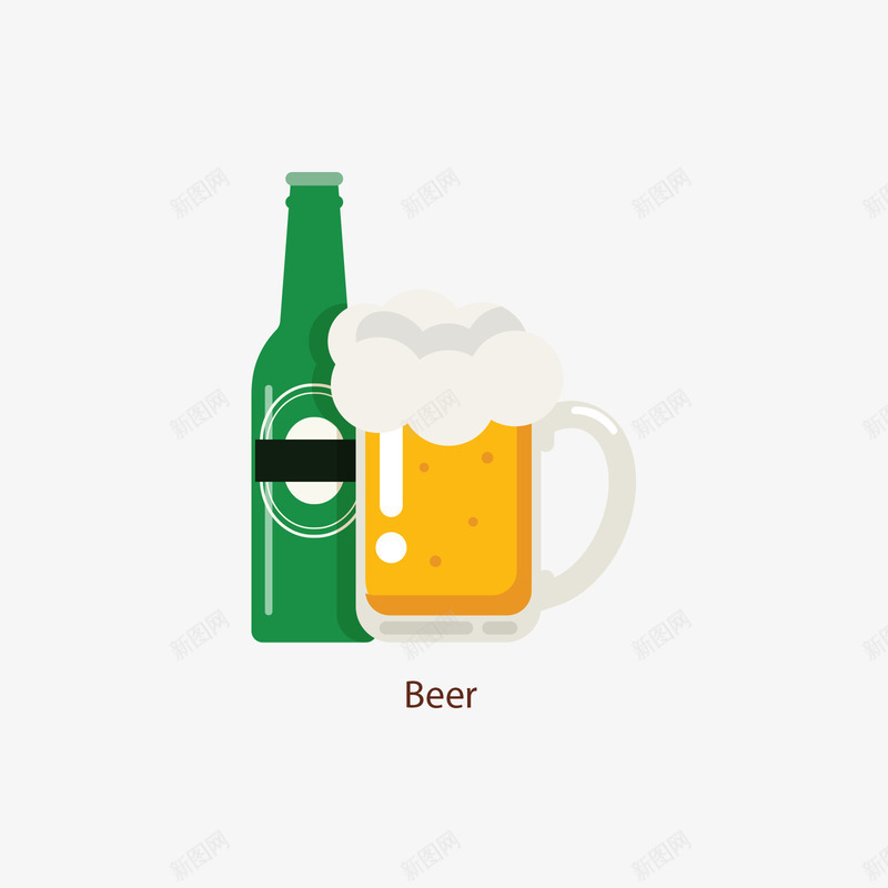 杯装和瓶装的啤酒矢量图ai免抠素材_新图网 https://ixintu.com 啤酒 杯子 灰色 绿色 英文 酒水 酒瓶 黄色 矢量图