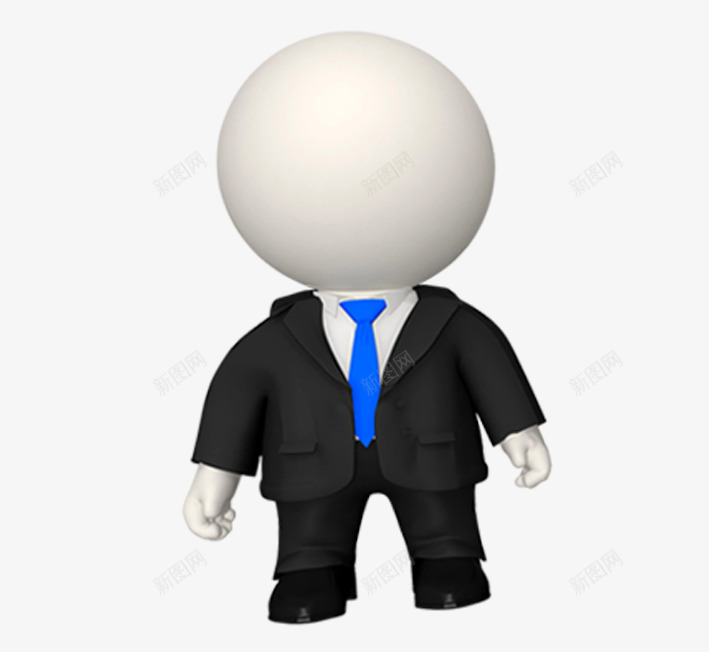 穿西装的3D小人png免抠素材_新图网 https://ixintu.com 3D小人 人物 圆形 白色 蓝色 西装人物 黑色