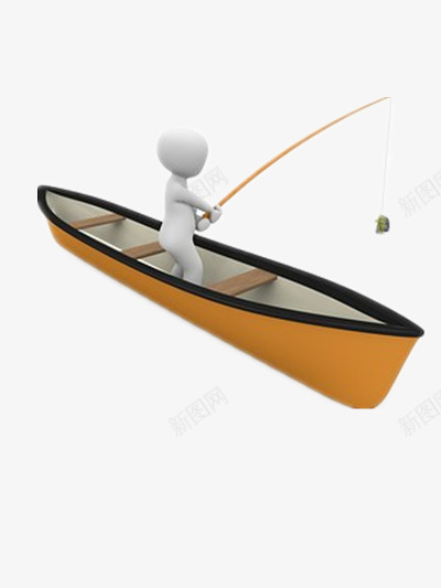 插画png免抠素材_新图网 https://ixintu.com 3D小人 船 船只 钓鱼 钓鱼小人