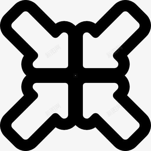 倒塌的四箭界面按钮的轮廓图标png_新图网 https://ixintu.com 四 四支箭 崩溃 指向中心 按钮 界面 箭 通用接口