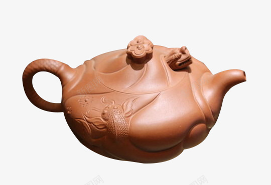 红泥鱼变龙紫砂花壶png免抠素材_新图网 https://ixintu.com 不规则 印花 品味 紫砂 花壶 茶壶 鱼变龙