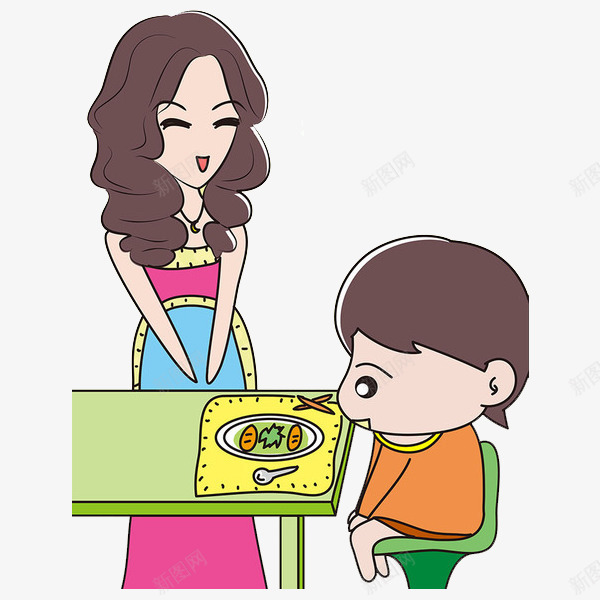 妈妈喂小男孩饭png免抠素材_新图网 https://ixintu.com 卡通 可爱 吃饭 喂饭 妈妈 妈妈喂饭 手绘 美味 饭菜