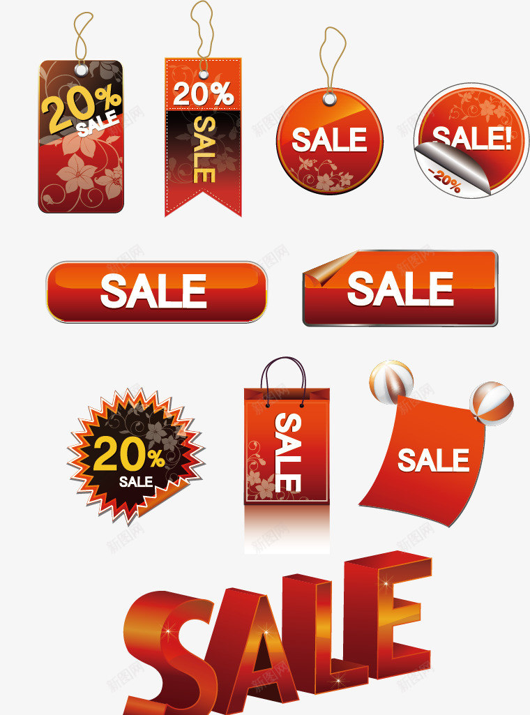 促销png免抠素材_新图网 https://ixintu.com sale 促销吊牌 促销标签 促销贴纸 减价 广告设计 购物袋