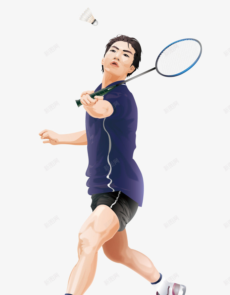男子羽毛球运动员矢量图ai免抠素材_新图网 https://ixintu.com 体育 卡通 插画 羽毛球 运动员 矢量图