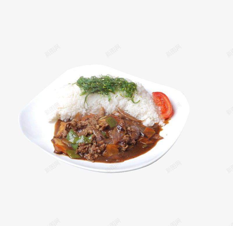 黑椒炒牛肉盖浇饭png免抠素材_新图网 https://ixintu.com 快餐 菜品 菜色 营养 蔬菜 黑椒炒牛肉饭 黑椒牛肉饭