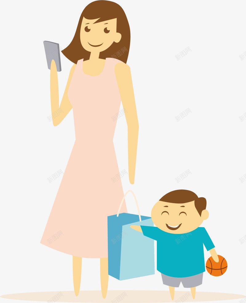 粉衣卡通母亲节母子png免抠素材_新图网 https://ixintu.com 妈妈 微笑妈妈 母亲节 母亲节快乐 母子 母爱 购物妈妈