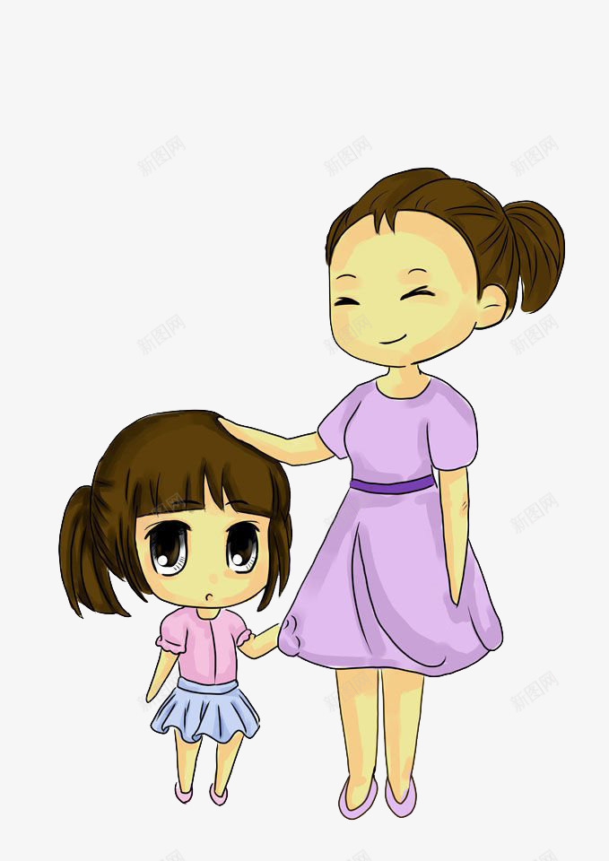 一对母女png免抠素材_新图网 https://ixintu.com 偷笑 可爱 奇怪 女孩 妈妈 眯眯眼 眯眼 长裙