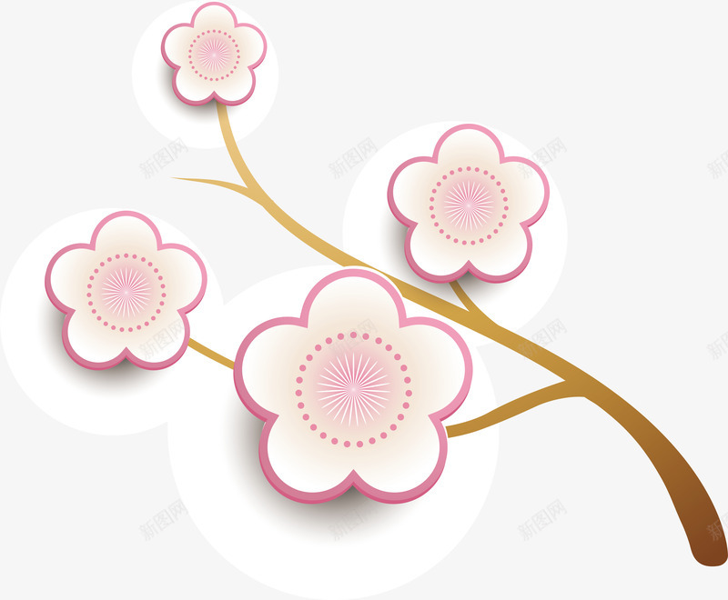 粉色清新微立体桃花png免抠素材_新图网 https://ixintu.com 3D立体 新式雕花 桃花 梅花 清新 矢量图案