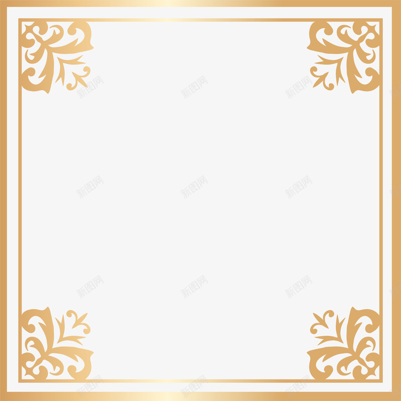 黄色四方框架png免抠素材_新图网 https://ixintu.com 免抠PNG 四方 大气 框架 花边 边框纹理 黄色