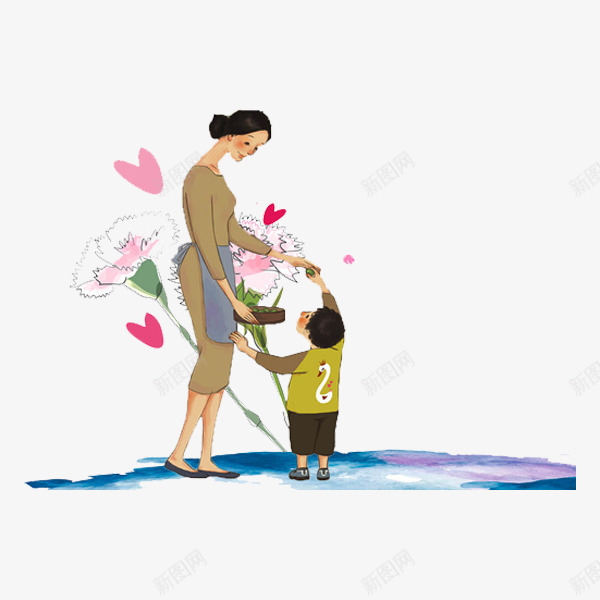 母亲和孩子漫画png免抠素材_新图网 https://ixintu.com 妈妈 孩子 手绘 母亲 母亲老了 漫画