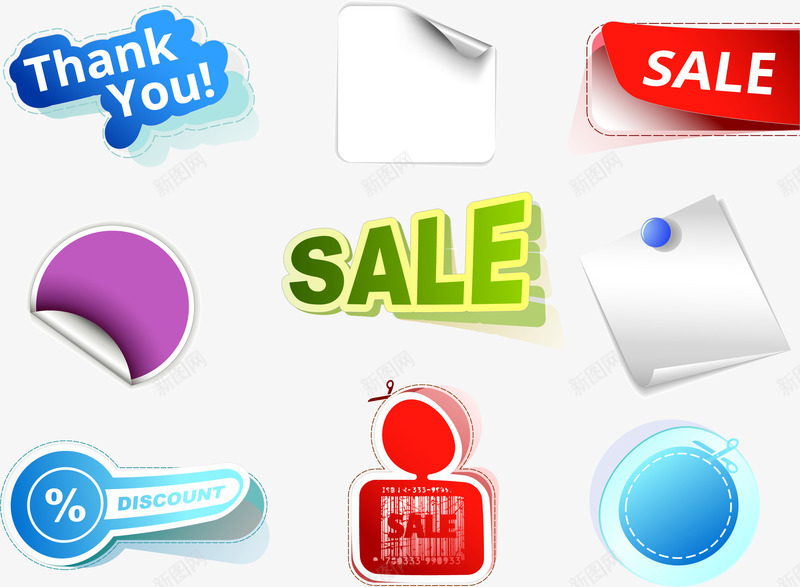 创意折角打折标签png免抠素材_新图网 https://ixintu.com SALE 打折促销 折角效果 矢量素材 谢谢你