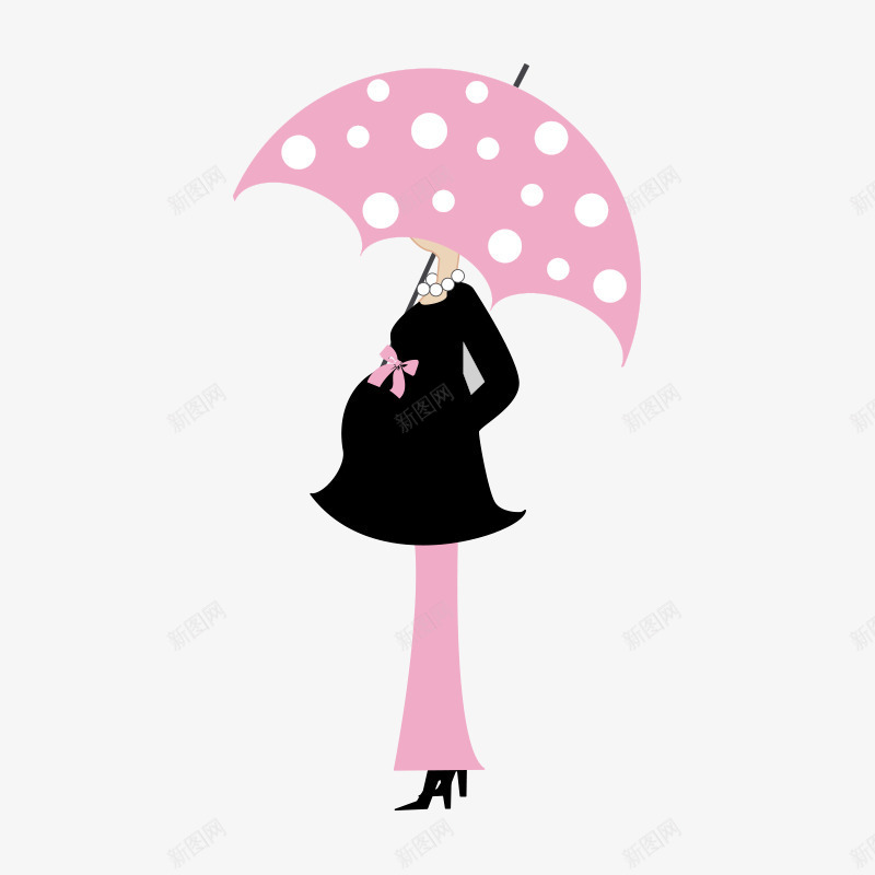 卡通人物人物png免抠素材_新图网 https://ixintu.com 人物 准妈妈 卡通 卡通人物 大肚子 孕妇 孕妈 怀孕 打伞 插画 母亲