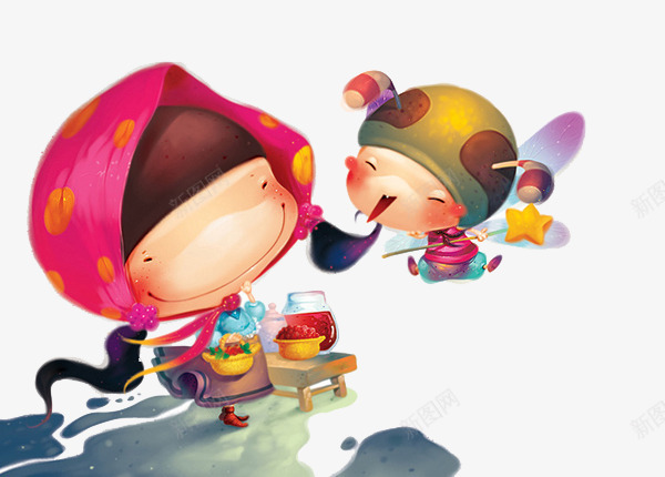 卡通小女孩和妈妈png免抠素材_新图网 https://ixintu.com 儿童插画 卡通 卡通人物 卡通动物 可爱 妈妈 小女孩 插画 故事插画