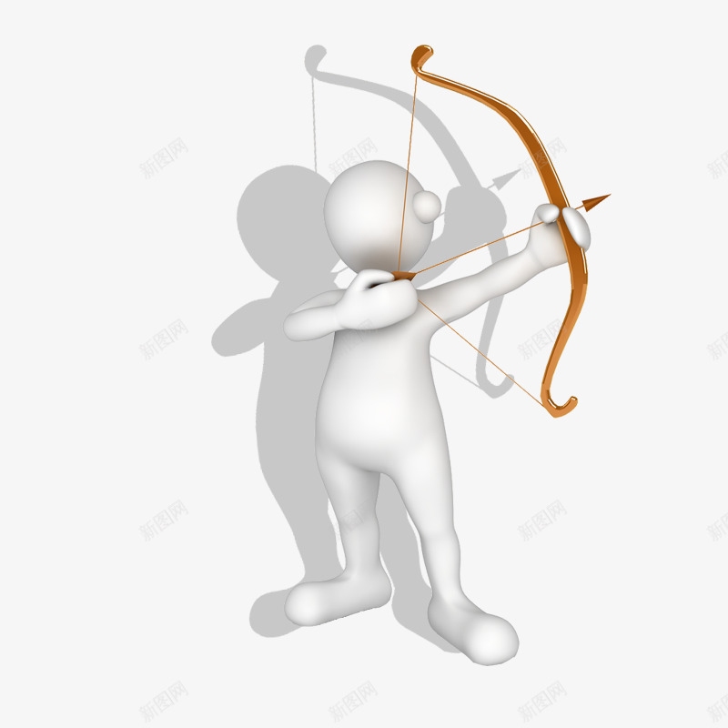 3D小人psd免抠素材_新图网 https://ixintu.com 3D 3D小人 射箭的小人 电子商务 白色小人