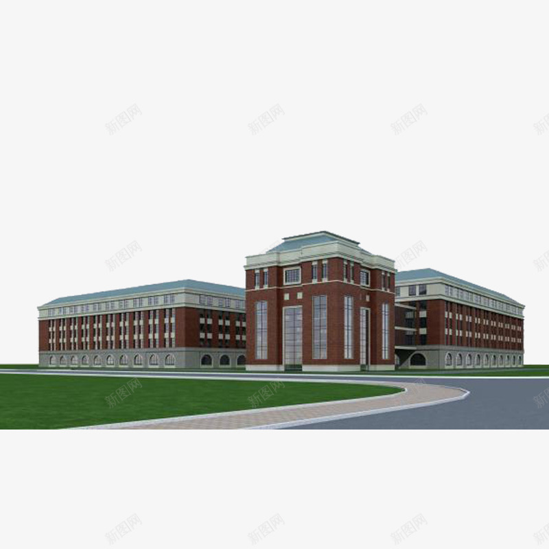 校园教学楼远景png免抠素材_新图网 https://ixintu.com 免抠 免抠素材 学院风 校园建筑 远景