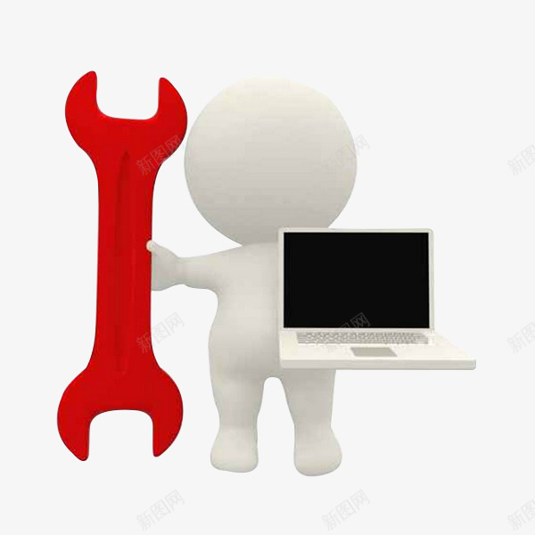 PPT维修3D小人png免抠素材_新图网 https://ixintu.com 扳手 电脑 维修