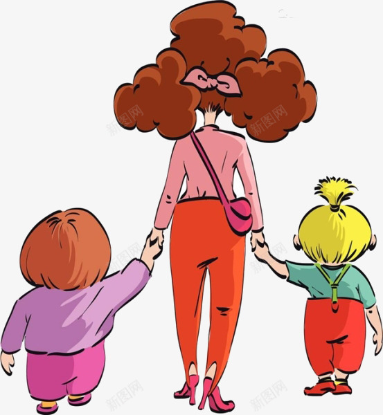 卡通妈妈孩子png免抠素材_新图网 https://ixintu.com 卡通 妈妈 孩子