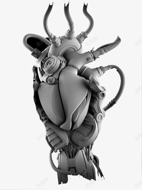 灰色3d机械心脏png免抠素材_新图网 https://ixintu.com 3d 心脏 机械 灰色