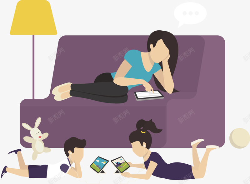 紫色的沙发和看手机的人矢量图eps免抠素材_新图网 https://ixintu.com 人 手机 手机png 手机矢量图 沙发 矢量图
