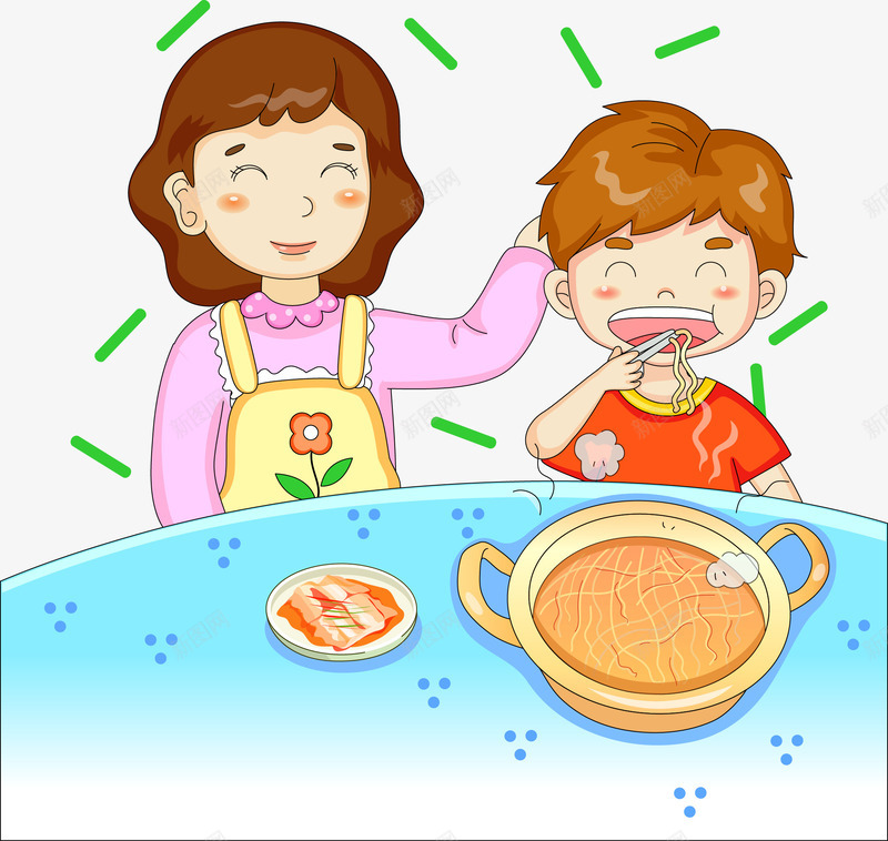 听妈妈的话矢量图ai免抠素材_新图网 https://ixintu.com 卡通 可爱 吃饭 听妈妈的话 矢量图